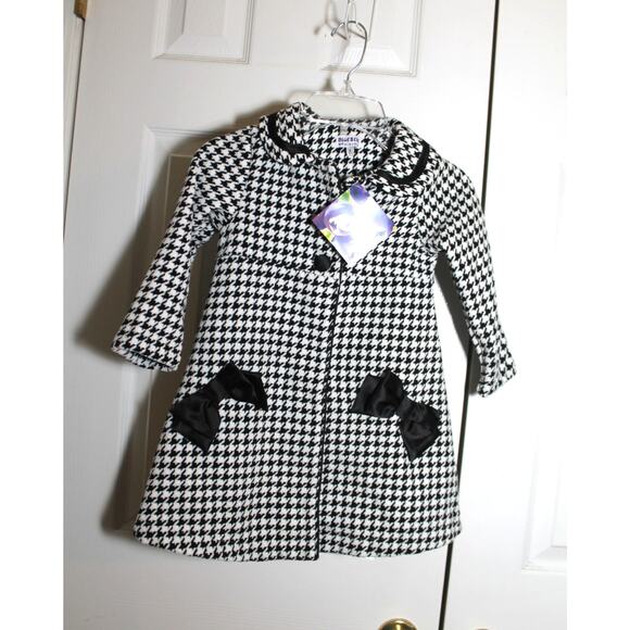 Blueberi Boulevard Houndstooth Velvet Girl's Coat sz 4 NEW - Picture 1 of 3
